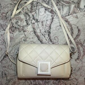 Elegant Cream Quilted Crossbody Bag